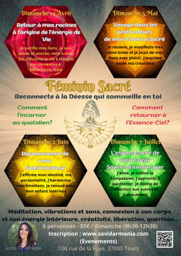Ateliers réguliers "Féminin Sacré" a tours - sonia de almeida - annuaire des thérapeutes via energetica