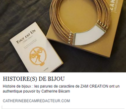 Catherine Bécam, auteur-rédacteur, billet bijoux de créateur Zam-création