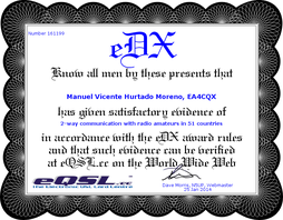 Diploma eDX_eQSL.cc_51 Contactos (Mixed)
