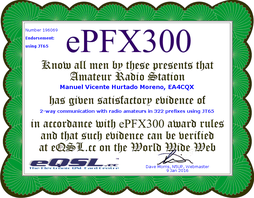 Diploma ePFX_eQSL.cc_322 Contactos (JT65)