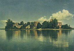 Trakai. Pilies griuvėsiai Galvės ežero saloje. Nuotr. P. Karpavičiaus. 1955m./ Castle ruins on lake Galvė island. Photo. P.Karpavičius. 1955.