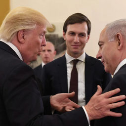 Donald Trump, Jared Kushner and Benjamin Netanyahu at the King David Hotel in Jerusalem, 22 May 2017 