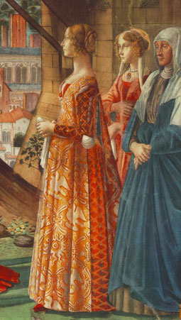 Domenico Ghirlandaio,La Visitación,detalle 1452.Santa Maria Novella.Capilla Tornabuoni., Florencia.