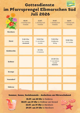 Gottesdienste im Juli