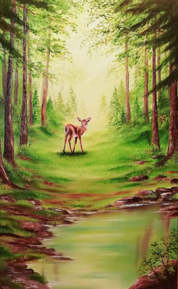 Reh im Wald - Kunst - Gemälde