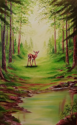 Reh im Wald - Kunst - Gemälde