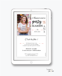 Invitation anniversaire femme numérique-Invitation électronique-Invitation digitale-imprimable-pdf numérique-Invitation connecté-Invitation anniversaire à envoyer par mms-par mail-réseaux sociaux-whatsapp-facebook-anniversaire party-