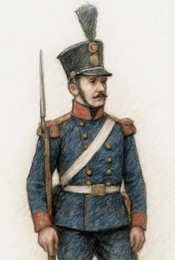 Unteroffizier des 16. Infanterie-Regiments der Preußischen Armee in Uniform | KI-Bild