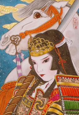 「麗人」 SMサイズ 紙本着彩・箔 2018年