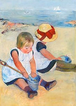 enfants jouant sur la plage dictée ce2