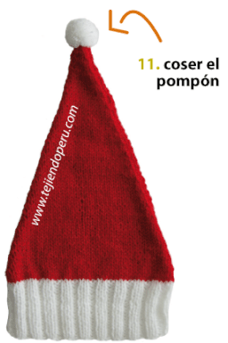 gorro de papanoel en dos agujas