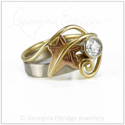 Ivy Leaf & Curled Tendril Ring'Infinity' Mobius Ring