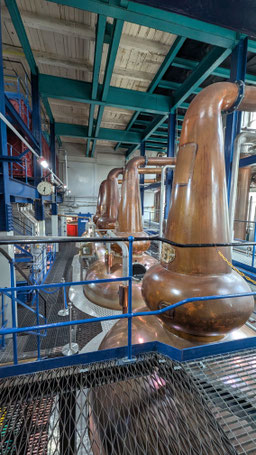 Salle des alambics de la distillerie Deanston