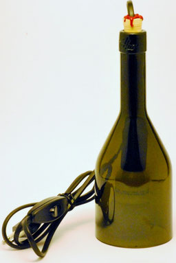LB - lampada da tavolo bottiglia con tappo decorato con ceralacca, lampadina a luce calda attacco E27