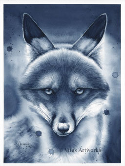 Fuchs gemalt mit Aquarellfarben - Orginal Aquarell 