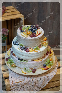 Naked Cake Hochzeitstorte Wedding Cake Früchte Marzipanzauber