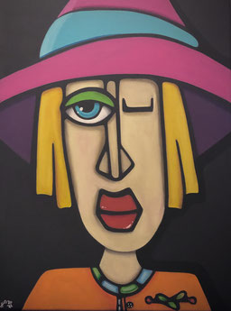 Woman With Hat VII 50 x 70 Acryl SOLD / VERKAUFT