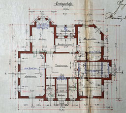 Villa Straßberger Straße 105, Plauen, Bauzeichnung Grundriss, 1896