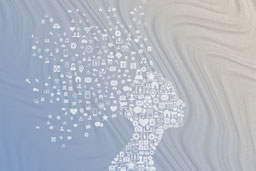 © cienpiesnf - stock.adobe.com  - Female human head shape with social media icons design