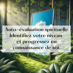 Un miroir dans la forêt qui montre le ciel pour évaluer votre niveau et progressez en connaissance de soi