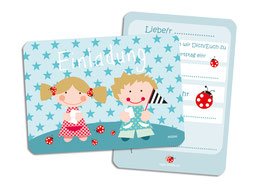 Einladungskarten zum Kindergeburtstag für Zwillinge