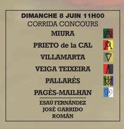 Toros de Miura, Prieto de la Cal, Villamarta, Conde la Corte, Pallarès et Pagès-Mailhan