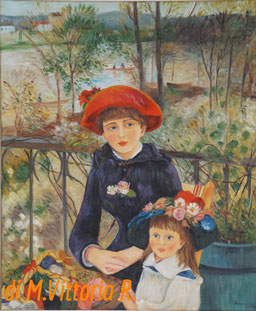 Sulla terrazza, copia d'autore A. Renoir, olio su tela cm 50x60 anno 2016