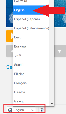 Set the language - choose "English"