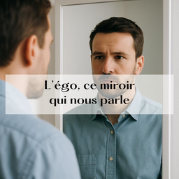 Un homme qui se regarde dans le miroir pour imager l'égo