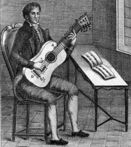 Rudimentos para tocar la guitarra por música von J. M. G. y E, Madrid 1819.
