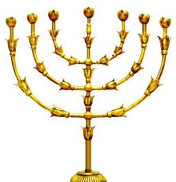 Menora, goldener Leuchter, Bibel, Exodus 25, 22 Mandelblüten, sieben Lampen, siebenarmige Leuchter, Stiftshütte