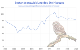 Bestandsentwicklung des Steinkauzes in Deutschland von 1980-2020.