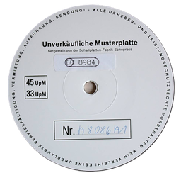 Label einer Musterplatte der Schallplattenfabrik "Sonopress"