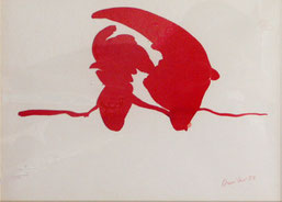 René Duvillie  "Cheval de mer, Encre rouge" 1955 Tusche / Bütten  24x34cm