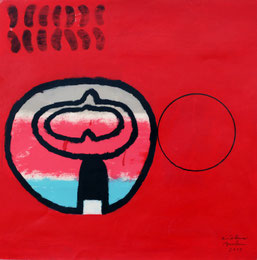 Dietmar Brehm, "Gehäuse" , (aus der Serie, verdeckte Augen),  Acryl und Edding auf Karton,  60x70cm,  auf der Rückseite Beschriftet, 2010