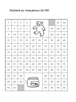 Skaičių labirintai. (Mokykis skaičiuoti po 2,3,4 pirmyn iki nurodyto skaičiaus)