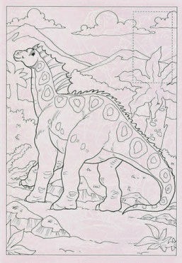 Dinozaurai. Pažink ir spalvink pagal pavyzdį.