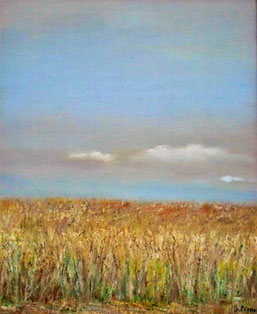 Tableau : paysage, un champ de blé, en 2004