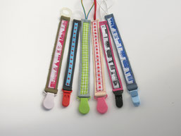 Schnullerkette aus Leder mit Webband oder Name