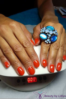 cnd shellac electric orange non chip nails for 14 days home visit st alabans
