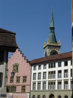 Burggasse et l'hôtel de Ville au pignon en escalier