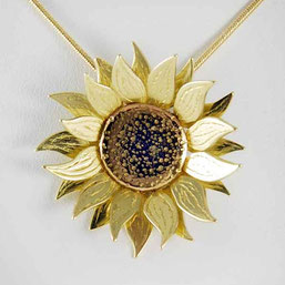 Sunflower Necklace & Earrings 18ct Yellow & Red Gold
