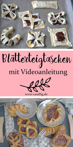 Blätterteig, Falten mit blätterteig, Nachtisch, süßes Gebäck, Falttechniken mit Blätterteig, videoanleitung, teigtaschen, blätterteigtaschen