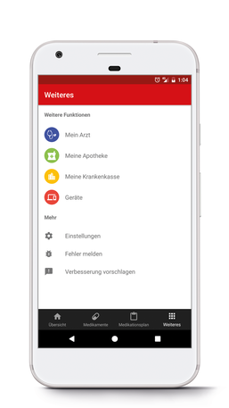 Aufbau der Funktion Weiteres der App