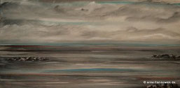 Nordsee bei Ebbe mit düsteren Wolken, Acrylbild