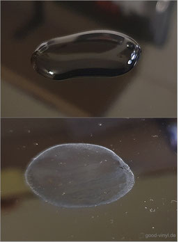 good-vinyl.de: Rückstände eines Wassertropfens (Leitungswasser)