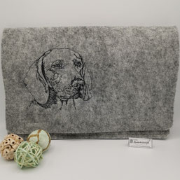 Tasche, gestickt, Weimaraner