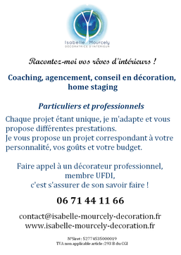 Flyers Salon Habitat Déco de TOURS 2018, Isabelle Mourcely-Décoration, Membre UFDI 2018, Tours-Chinon 37, Centre Val de Loire