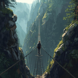 Avancer en équilibre sur un pont de singe