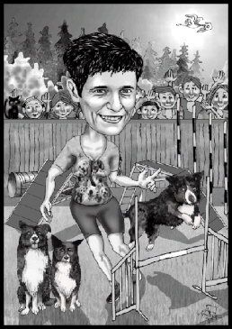 Karikaturen zeichnen lassen. Der Sieger des Hundewettbewerbes.